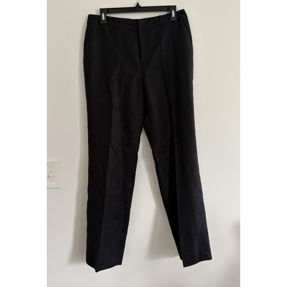 Lauren Ralph Lauren 100% Linen Pants BLACK Lined 10P Minimalist Preppy